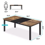 Table de salle à manger industrielle pour 6 à 8 personnes, table de cuisine en bois de 200 cm de long avec cadre en métal robuste et finition marron rustique - 6 places, comptoir rectangulaire