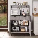 Bahut de salle à manger à 2 portes avec 2 tiroirs, meuble de rangement en bois pour salle à manger, cuisine et salon