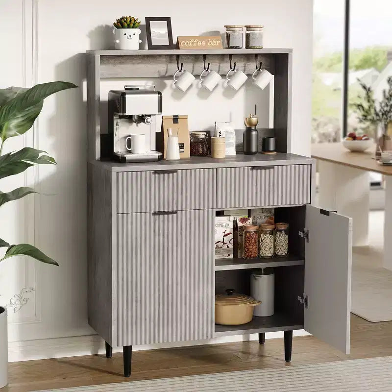 Bahut de salle à manger à 2 portes avec 2 tiroirs, meuble de rangement en bois pour salle à manger, cuisine et salon