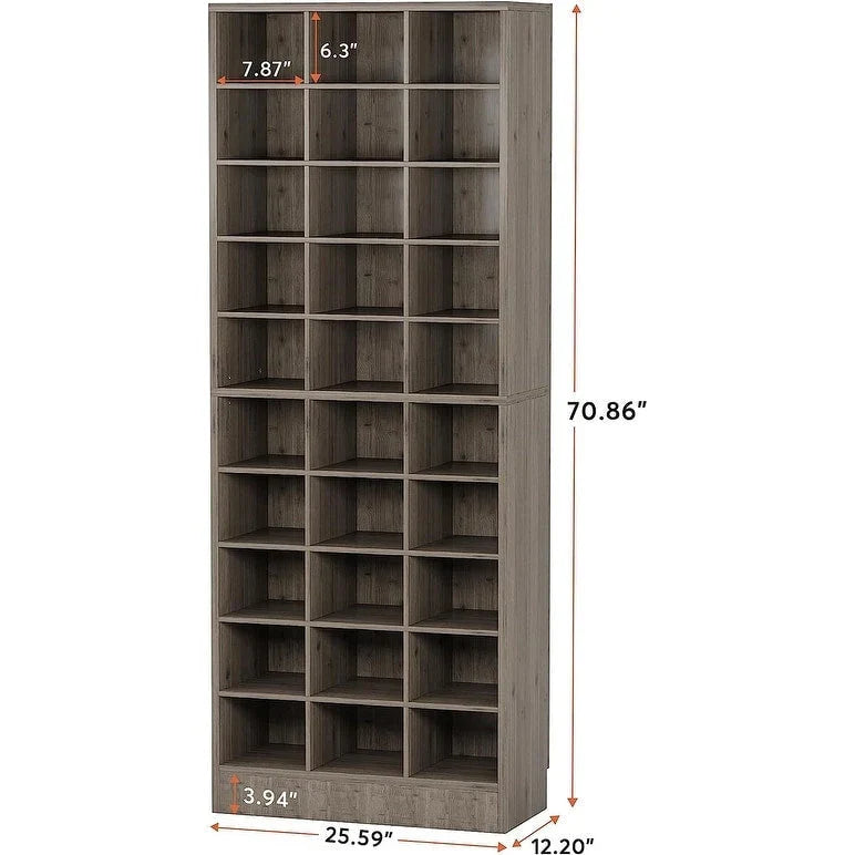 Meuble à chaussures haut 30 paires, étagère de rangement à chaussures en bois blanc 10 niveaux pour placard, entrée - 10 niveaux