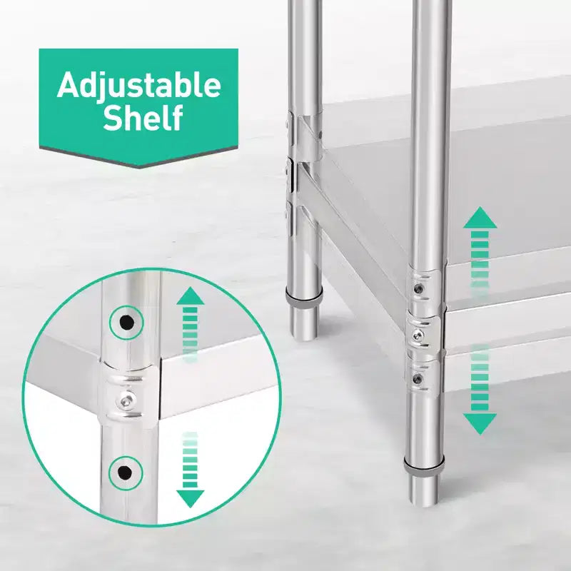 Établi en acier inoxydable – Durable, résistant à la rouille, facile à nettoyer, robuste, hauteur réglable