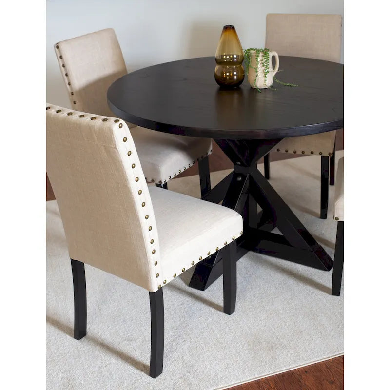 Ensemble de salle à manger 5 pièces Mytzi de Roundhill Furniture, table à manger à piètement croisé avec 4 chaises élégantes