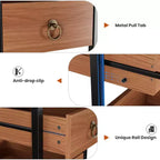 Commode de rangement décorative, Petite commode avec cadre en métal et tiroirs en bois massif, Commode multifonctionnelle pour cuisine, chambre à coucher, salon
