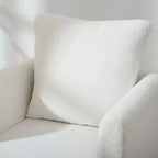 Fauteuil d'appoint en tissu fin, chaise de lecture pour salon avec revêtement doux et oreiller, fauteuil avec pieds en bois massif pour le salon ou la chambre à coucher