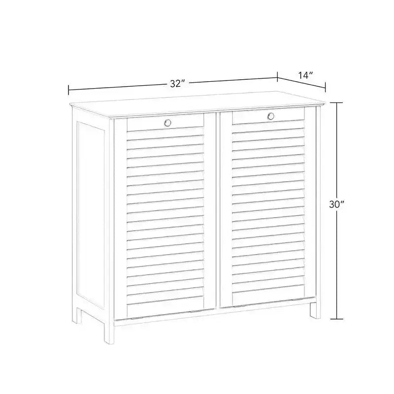 Meuble à Linge Double RiverRidge Ellsworth avec Poubelle Basculante et Sac de Rangement en Tissu Amovible - Blanc