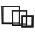 Set of 3 Cubbi Floating Wall Shelves Black: Wood Composite, Space-Saving, Various Sizes