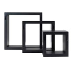 Lot de 3 étagères murales flottantes Cubbi noires : Bois composite, gain de place, différentes tailles