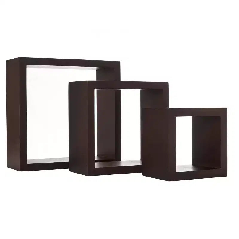 Lot de 3 étagères murales flottantes Cubbi, couleur espresso