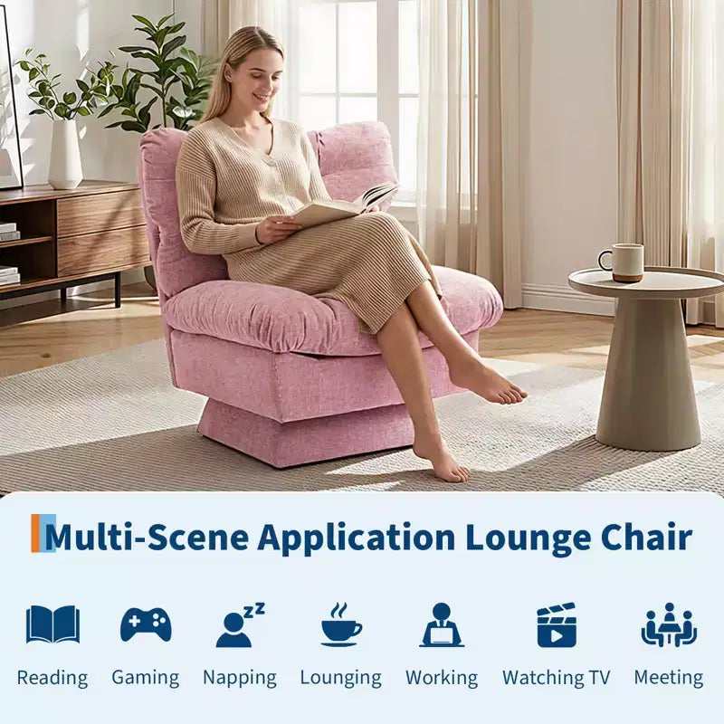 Fauteuil pivotant d'appoint moderne, fauteuil de salon 360°, coussin épais, rembourrage confortable, pour chambre, appartement, bureau