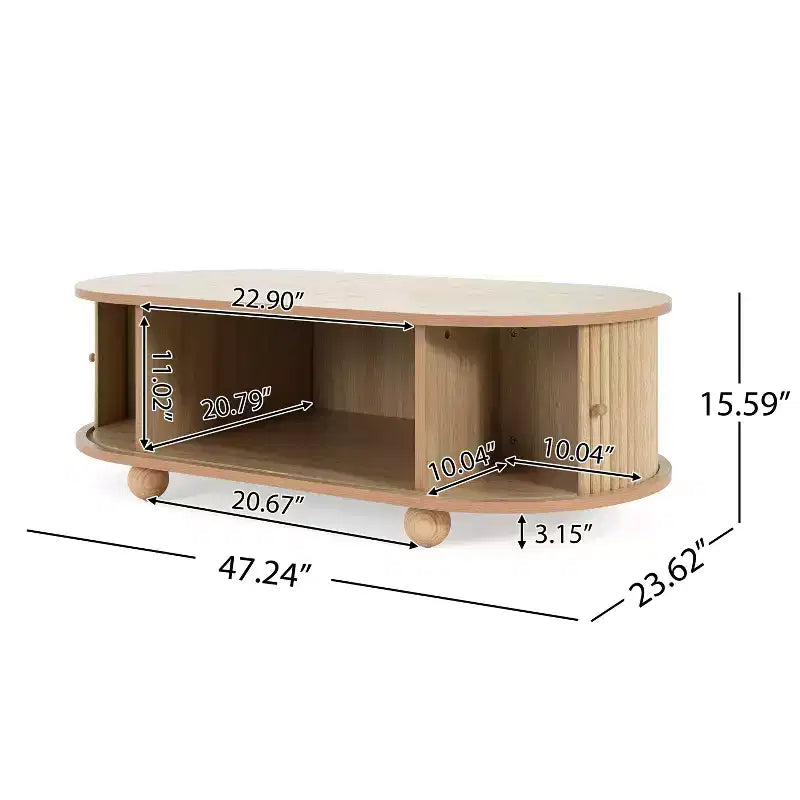 Table basse ovale avec porte accordéon - ModernLuxe