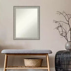 Miroir mural en étain brossé de 21 po x 27 po pour meuble-lavabo de salle de bain - Amanti Art : Rectangle moderne, cadre en polystyrène