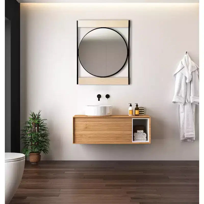 Miroir rond en métal Kiera Grace Logan 30" : Décoration moderne style ferme, fixation murale, aucun assemblage requis