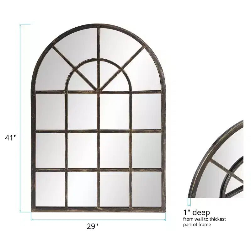 Miroir en métal Howard Elliott à panneau arqué, bronze huilé : Style moderne, 41x29", Aucun assemblage requis