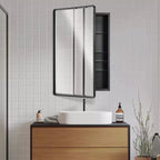Rangement mural en métal noir Head West 21"x34" avec étagères en verre