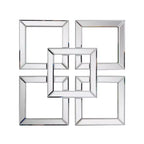 Howard Elliott 16"x16" Layered Mirrored Squares Mirror: Modern Style, MDF & Glass, Wall Mounted