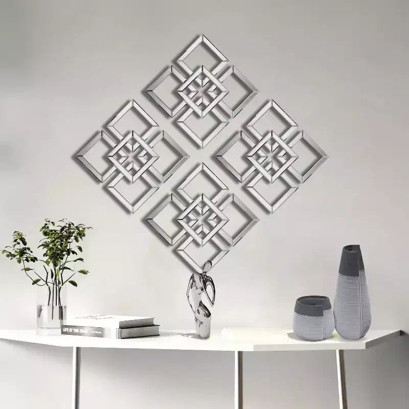 Miroir mural Howard Elliott 16"x16" à carrés superposés : style moderne, MDF et verre