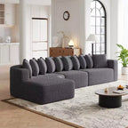 Canapé sectionnel en chenille Clihome de 333 cm, canapé courbé moderne en forme de nuage avec méridienne gauche et 10 coussins