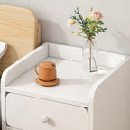 Table de chevet simple en bois naturel blanc à 2 tiroirs