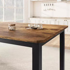 Table de salle à manger industrielle pour 6 à 8 personnes, table de cuisine en bois de 200 cm de long avec cadre en métal robuste et finition marron rustique - 6 places, comptoir rectangulaire