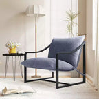 Lot de 2 fauteuils d'appoint modernes, fauteuils de lecture à structure métallique avec accoudoirs et coussin en mousse souple, fauteuils rembourrés de 127 kg pour salon, chambre à coucher