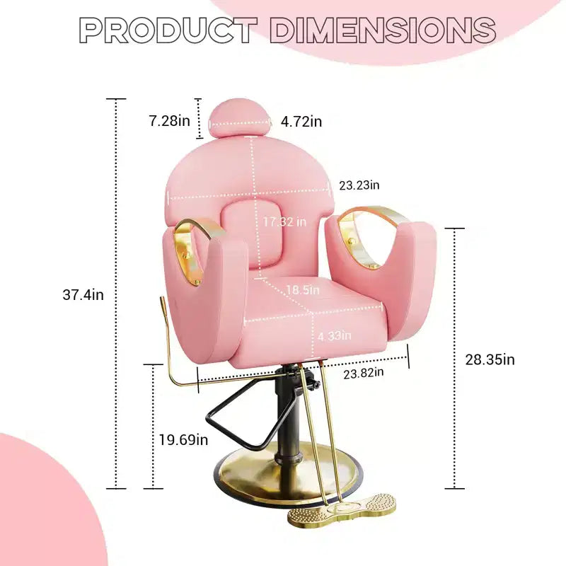 Fauteuil de barbier pivotant à 360°, Fauteuil de coiffeur avec pompe hydraulique robuste, appui-tête réglable et dossier inclinable, Fauteuil de salon inclinable