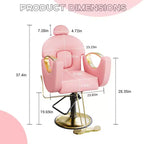 Fauteuil de barbier pivotant à 360°, Fauteuil de coiffeur avec pompe hydraulique robuste, appui-tête réglable et dossier inclinable, Fauteuil de salon inclinable