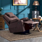 Fauteuil inclinable électrique grand format en cuir MCombo avec massage, chauffage, porte-gobelets, repose-pieds étendu, cuir 7516