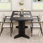 Grande table à manger rectangulaire de 180 cm pour 6 à 8 personnes, table de salle à manger rustique en bois massif avec pieds robustes et plateau solide pour salle à manger