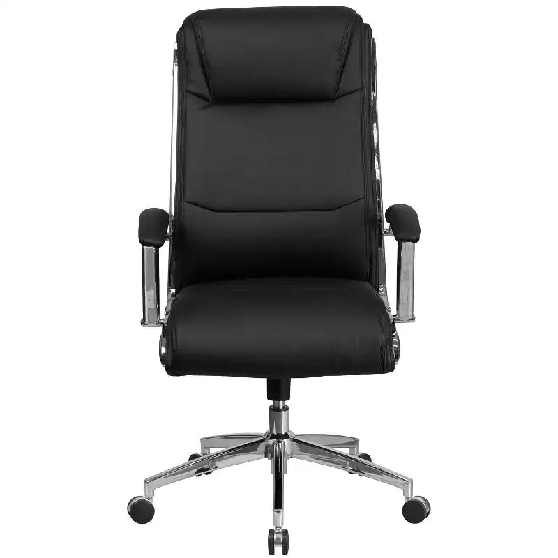 Flash Furniture Chaise de bureau exécutive pivotante en tissu lisse à dossier haut avec base et accoudoirs chromés