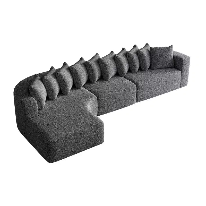 Canapé sectionnel en chenille Clihome de 333 cm, canapé courbé moderne en forme de nuage avec méridienne gauche et 10 coussins