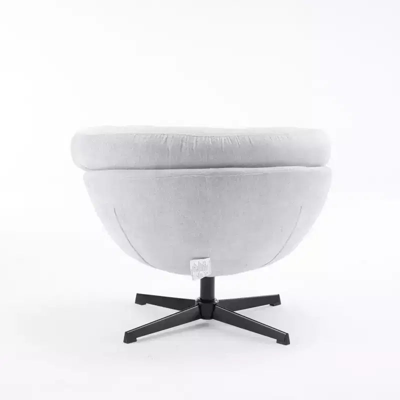 Fauteuil Okak, Fauteuil de bureau moderne en chenille, Fauteuil pivotant avec coussin amovible, Fauteuil de bureau rond, Base en métal et matériau en coton