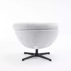 Fauteuil Okak, Fauteuil de bureau moderne en chenille, Fauteuil pivotant avec coussin amovible, Fauteuil de bureau rond, Base en métal et matériau en coton