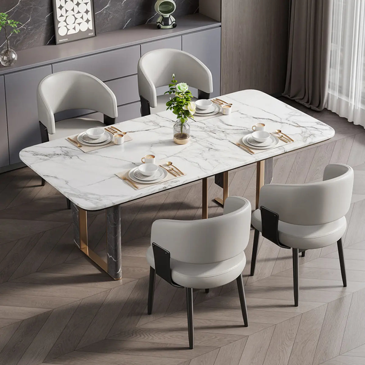 Chaise de salle à manger moderne glamour en cuir
