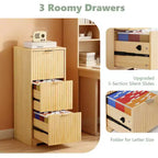 Karl HomeCommode de classement 3 tiroirs en boisFinition grain de boisDesign cannelé