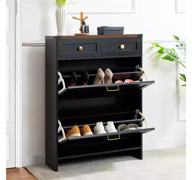 Meuble à Chaussures Mince de Ferme Home Imports Emporium avec Tiroirs Rabattables Meuble de Rangement à Chaussures Étroit pour Entrée avec 2 Tiroirs de Rangement