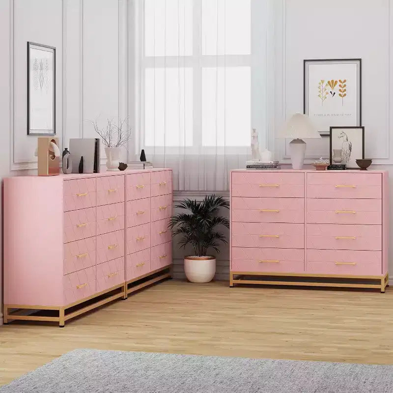 Commode à 6 tiroirs pour chambre à coucher avec pieds en métal et poignée dorée, armoire de rangement moderne pour salon, couloir, entrée