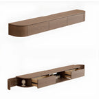 Meuble TV mural moderne marron foncé en bois avec lumière