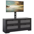Meuble TV bahut de style campagnard pour téléviseurs jusqu'à 70'', 4 tiroirs, portes en rotin, meuble de rangement en bois, console média pour chambre ou salon