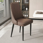 Chaise de salle à manger en similicuir avec haut dossier et accoudoirs inclinés
