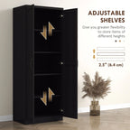 HOMCOM Garde-manger de cuisine 63 pouces à 2 portes, armoire de rangement autoportante avec 5 étagères et 2 étagères réglables pour salle à manger