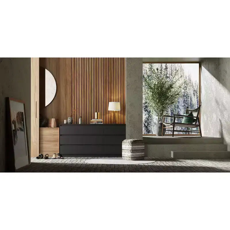 Famapy Commode Horizontale Minimaliste Moderne à 9 Tiroirs – Organiseur Spacieux pour Chambre/Salon