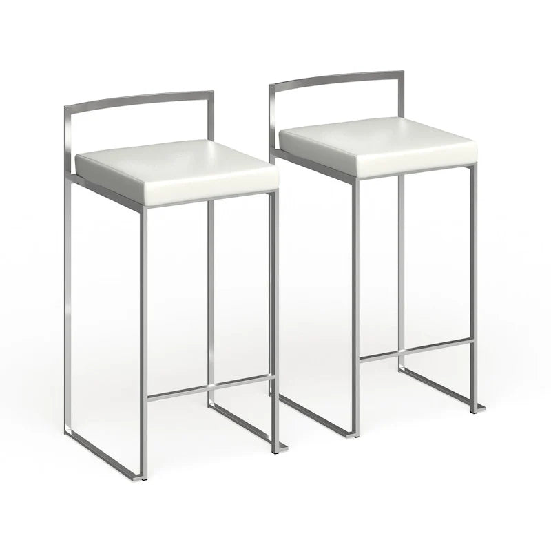 Tabouret de comptoir Silver Orchid Forrest en acier inoxydable empilable et entièrement soudé (lot de 2)