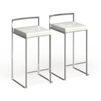 Tabouret de comptoir Silver Orchid Forrest en acier inoxydable empilable et entièrement soudé (lot de 2)