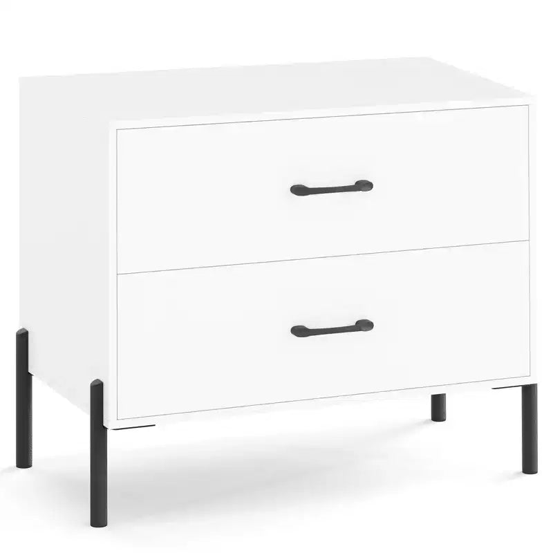 Commode à 2 tiroirs Costway avec pieds et poignées en métal, tiroirs et kits anti-basculement pour placard
