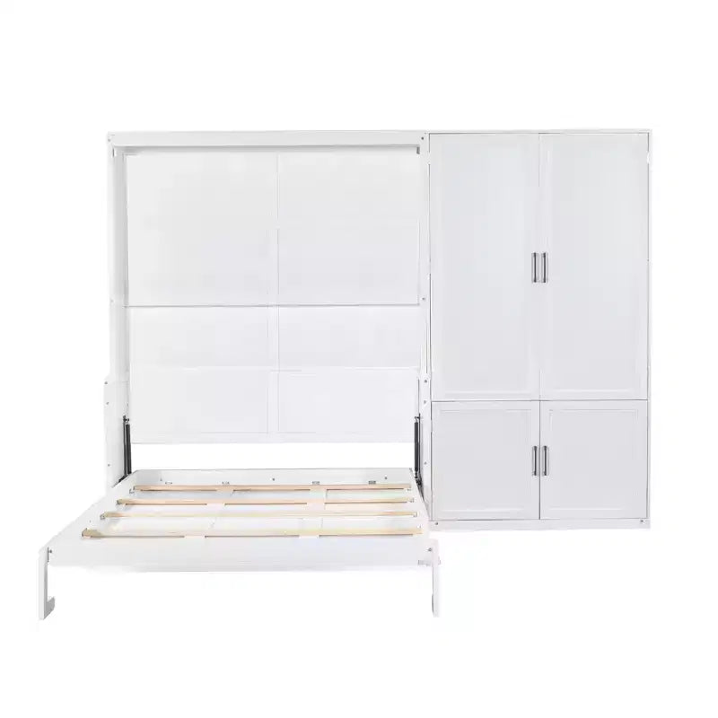 Lit escamotable Queen Size Whisen Modern Design, se pliant dans une armoire avec penderie