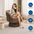 Fauteuil pivotant GustoWave avec accoudoirs, fauteuil rond en velours pivotant à 360° de style Mid-Century, fauteuil moderne pour salon