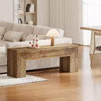 Banc d'entrée en bois Lantine47'', banc d'entrée de style ferme avec rangement pour salon, chambre à coucher, couloir, assemblage facile, brun chêne