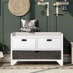 Banc de rangement en bois avec 2 paniers tressés par Harper&Bright Designs