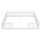 Lit double superposé avec barrière de sécurité, lit plateforme en bois avec clôture pour 2 enfants