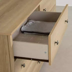 Commode double 6 tiroirs South Shore Ash : Ancrage anti-basculement, Fini laminé, Panneaux de particules, Largeur 59,25